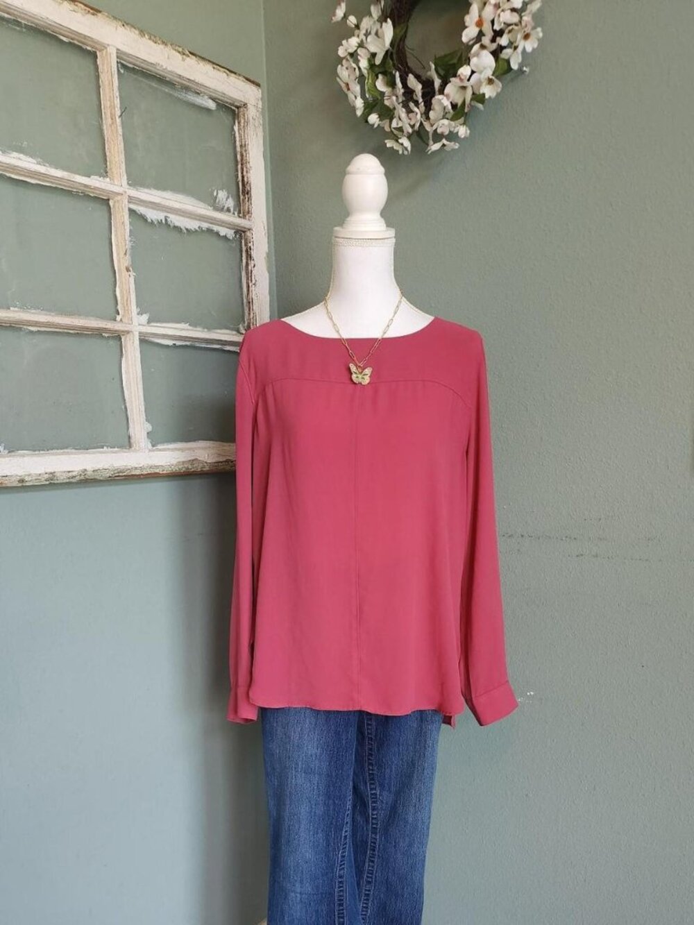 LOFT Women's Pink Blouse Size L